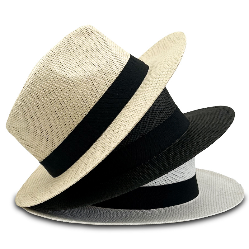 Juodojo kaspino Five Grass Fedora Panama Hat