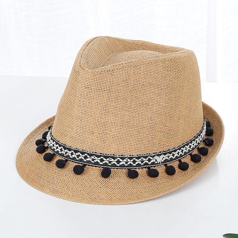 Miela Pom Pom Trim vyriška Trilby šiaudinė kepurė