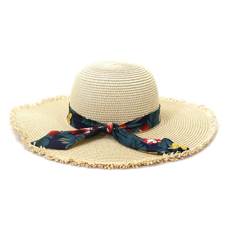 Lady's Vocation Upf Floppy Straw Hat su Scraf